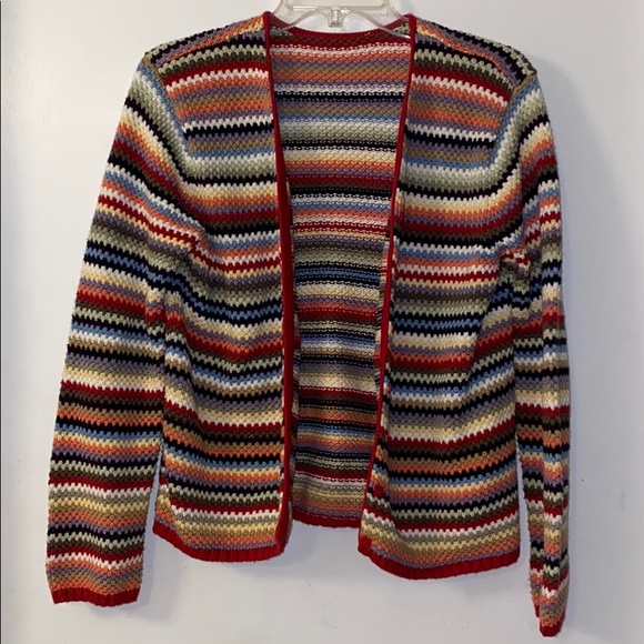 Vtg Rainbow Stripe Handmade Cardigan - Picture 4 of 8